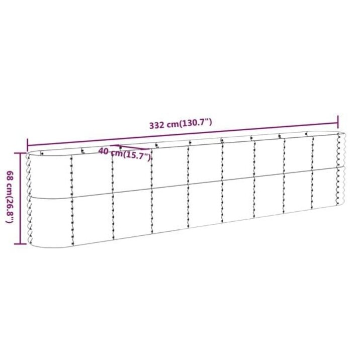 Ovales Hochbeet 332x40x68 cm, Stahl, Grau - 34% Rabatt