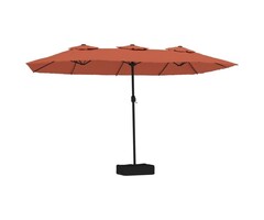 Vidaxl Doppeldach-Sonnenschirm mit LED, 449x265 cm, Terrakotta - 41% Rabatt