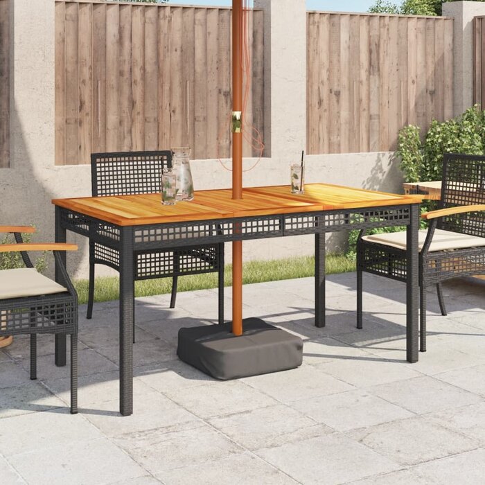 Vidaxl Gartentisch 140x80x75 cm Poly-Rattan & Akazie Schwarz - 35% Rabatt