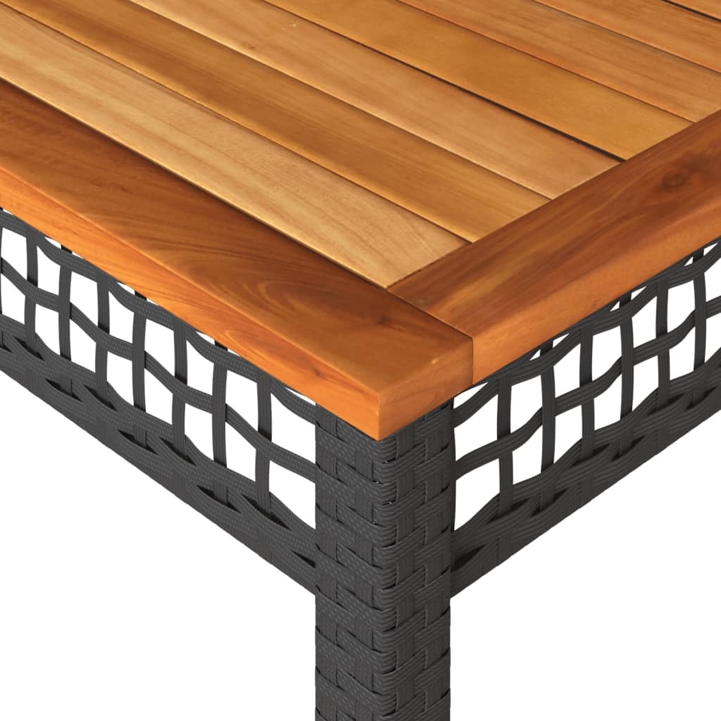Vidaxl Gartentisch 140x80x75 cm Poly-Rattan & Akazie Schwarz - 35% Rabatt