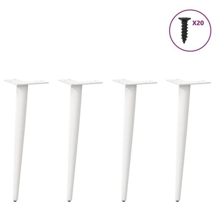 Vidaxl Konische Couchtischbeine 42-43 cm Stahl weiß 4er Set - 32% Rabatt