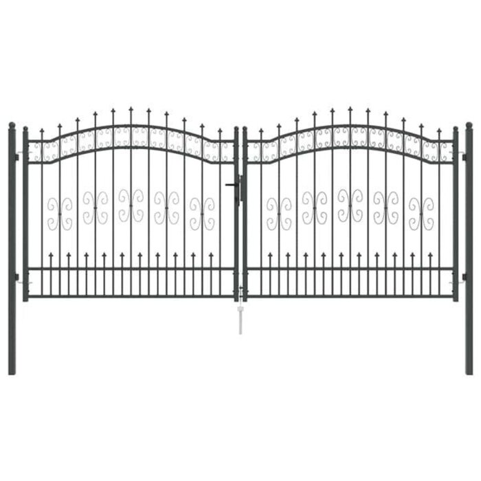 Vidaxl Gartentor KAMPEN 305x125cm Stahl Grau - 35% Rabatt