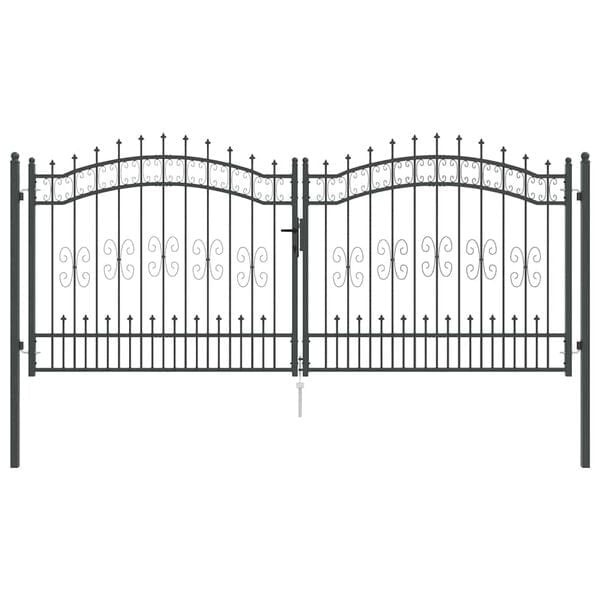 Vidaxl Gartentor KAMPEN 305x125cm Stahl Grau - 35% Rabatt