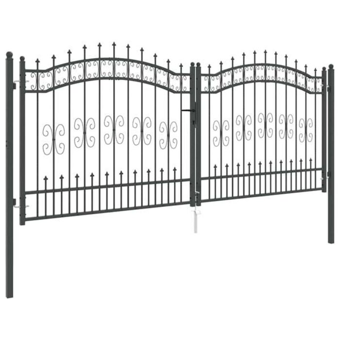 Vidaxl Gartentor KAMPEN 305x125cm Stahl Grau - 35% Rabatt