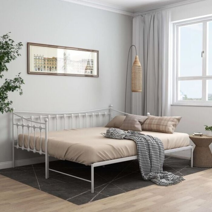 Vidaxl Ausziehbares Schlafsofa 90x200 cm aus Metall, Weiß - 35% Rabatt