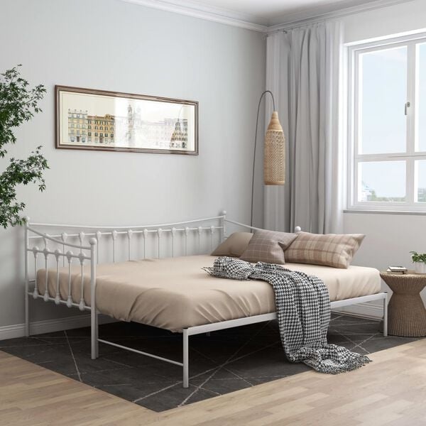 Vidaxl Ausziehbares Schlafsofa 90x200 cm aus Metall, Weiß - 35% Rabatt