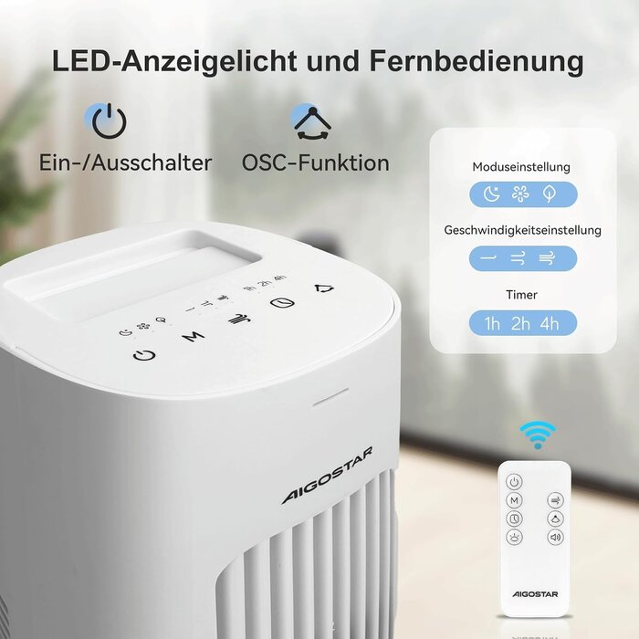 Turmventilator L, Weiß, 50W, mit Fernbedienung - 34% Rabatt
