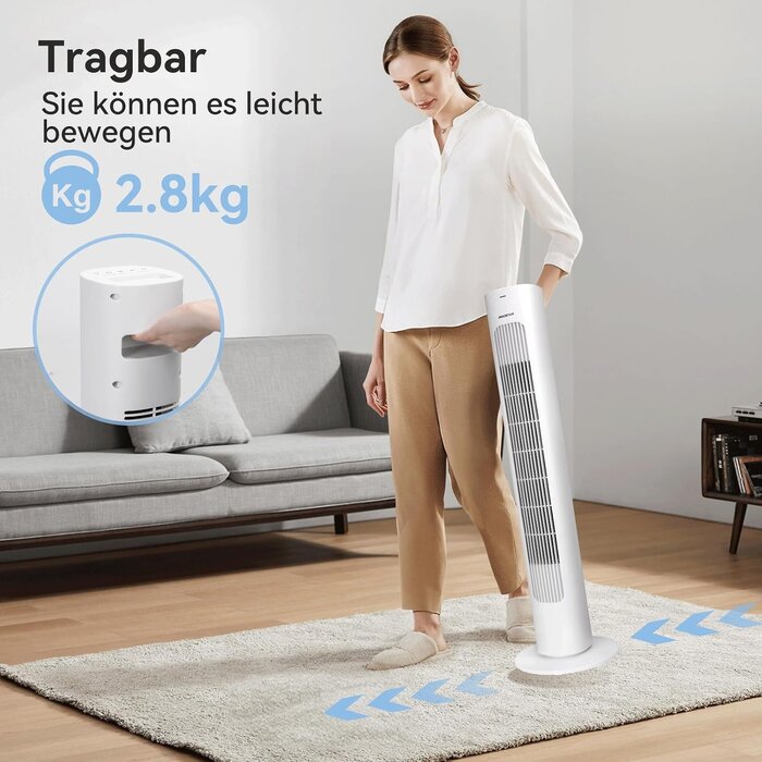Turmventilator L, Weiß, 50W, mit Fernbedienung - 34% Rabatt