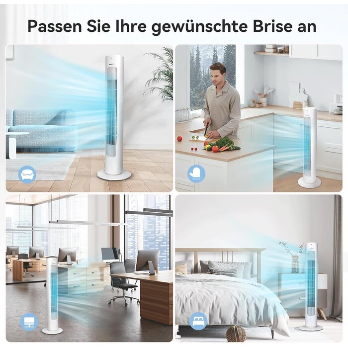 Turmventilator L, Weiß, 50W, mit Fernbedienung - 34% Rabatt