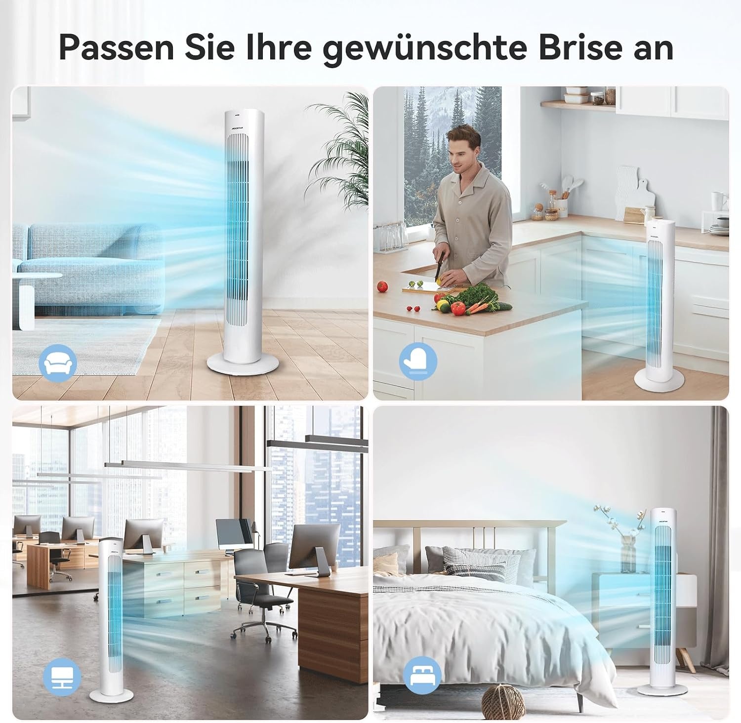 Turmventilator L, Weiß, 50W, mit Fernbedienung - 34% Rabatt