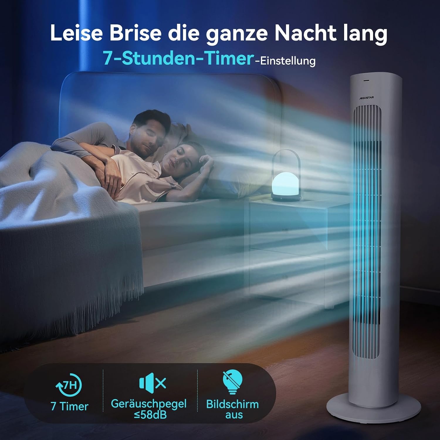 Turmventilator L, Weiß, 50W, mit Fernbedienung - 34% Rabatt