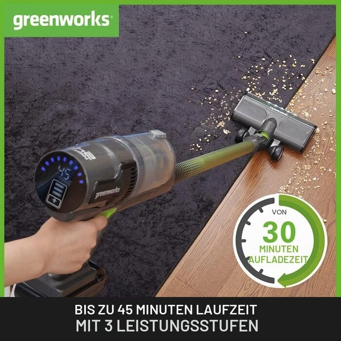Akku-Stielstaubsauger 500W mit HEPA-Filter & LED - Grün - 34% Rabatt