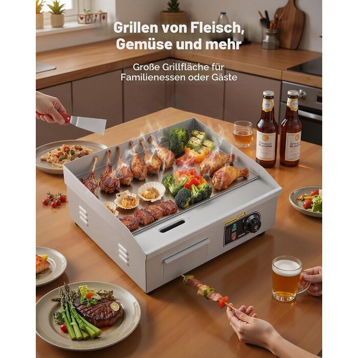 Elektrischer Kontaktgrill 2800W, chrom, Gr. M - 29% Rabatt