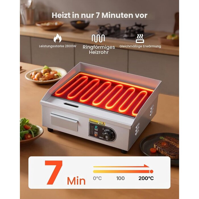 Elektrischer Kontaktgrill 2800W, chrom, Gr. M - 29% Rabatt