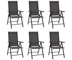 Vidaxl 6-teiliges Klappstuhl-Set aus Aluminium - Schwarz - 35% Rabatt