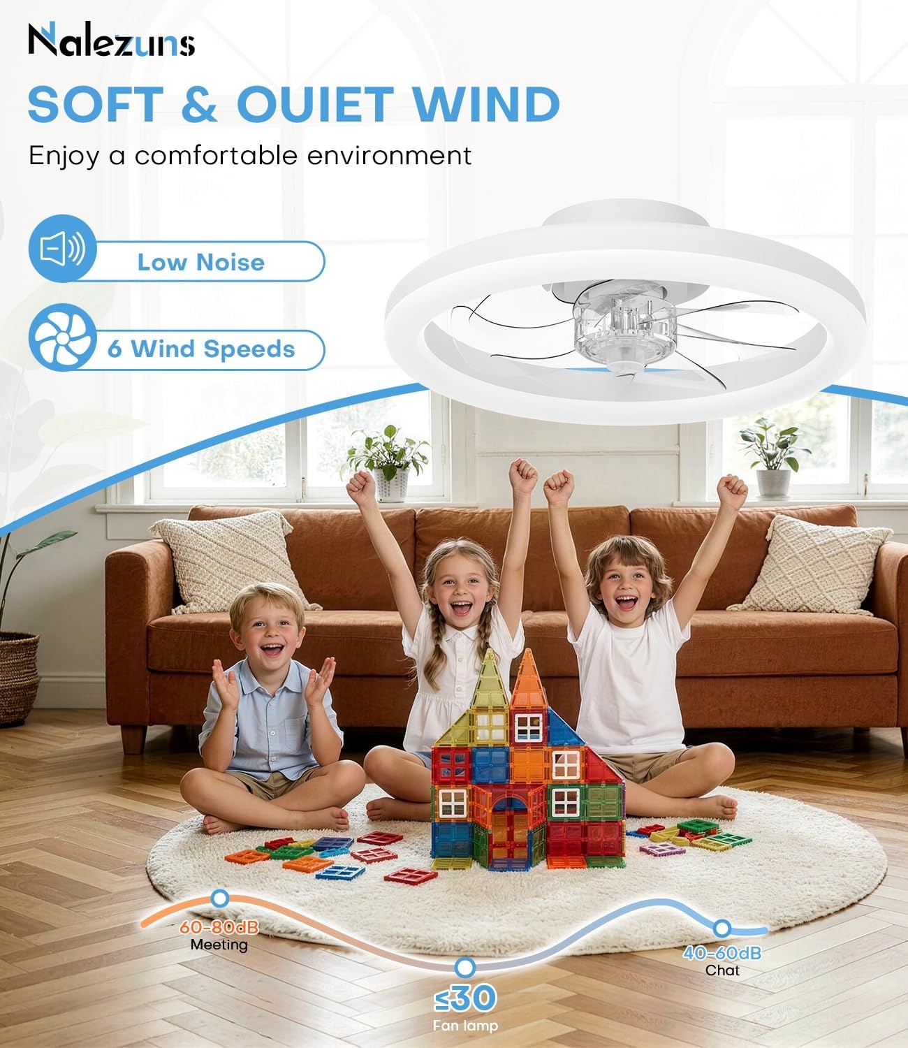 LED-Deckenventilator 40 cm, 6 Stufen, App/Fernbedienung - 34% Rabatt