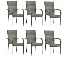 Vidaxl 4er-Set stapelbare Gartenstühle Poly-Rattan grau - 35% Rabatt