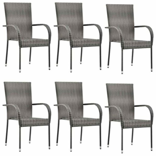 Vidaxl 4er-Set stapelbare Gartenstühle Poly-Rattan grau - 35% Rabatt