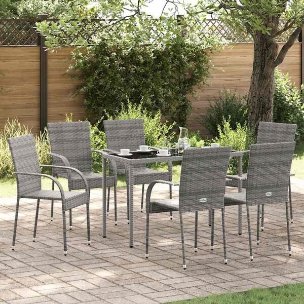 Vidaxl 4er-Set stapelbare Gartenstühle Poly-Rattan grau - 35% Rabatt