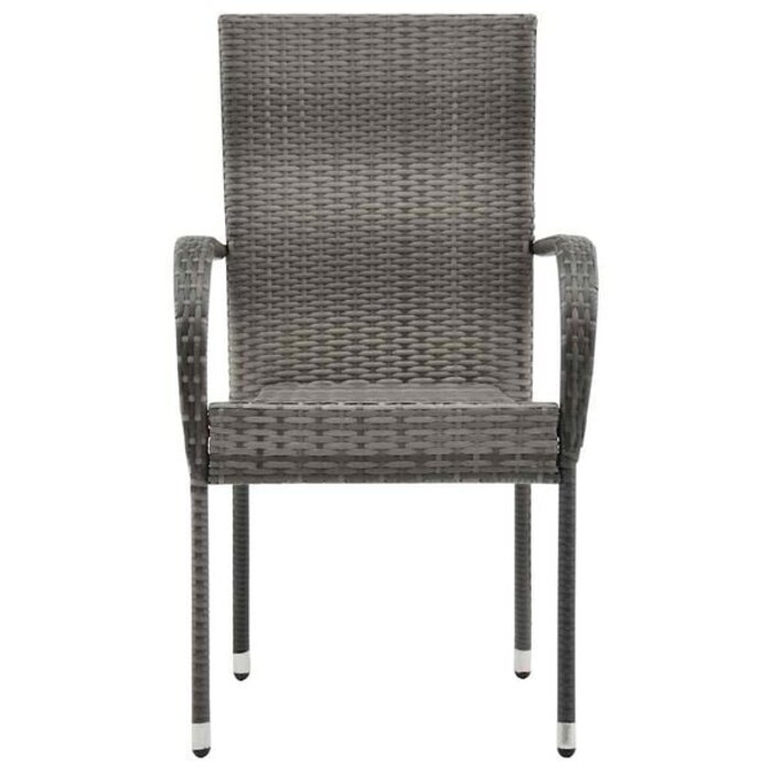 Vidaxl 4er-Set stapelbare Gartenstühle Poly-Rattan grau - 35% Rabatt