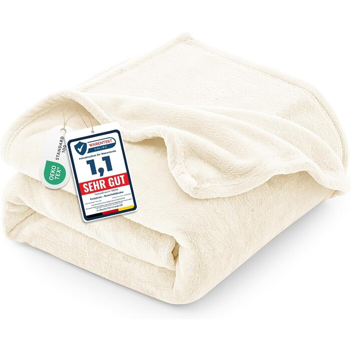 2er-Set Flanell-Fleece-Decken 150x200 cm - Cremeweiß - 30% Rabatt