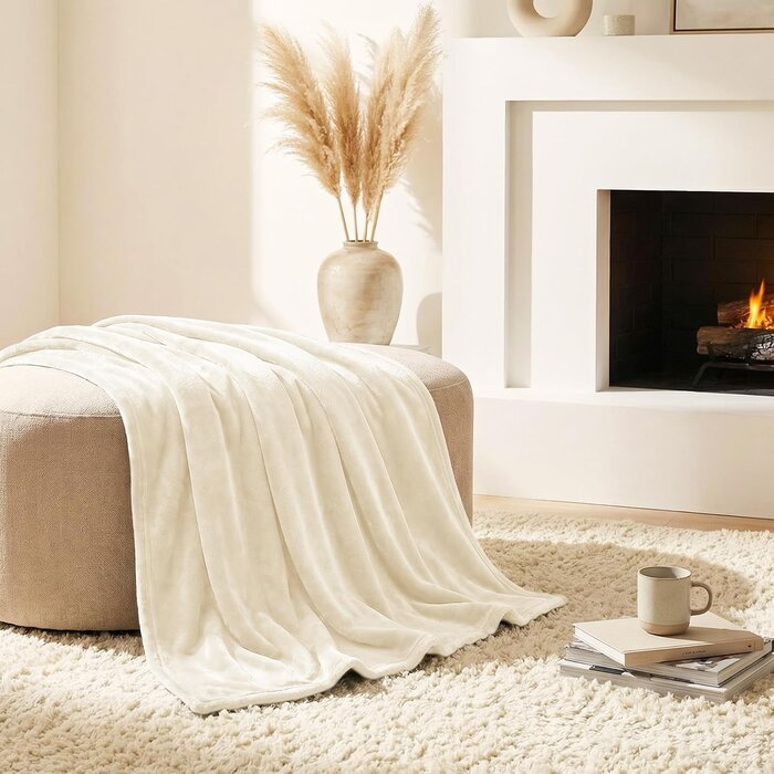 2er-Set Flanell-Fleece-Decken 150x200 cm - Cremeweiß - 30% Rabatt