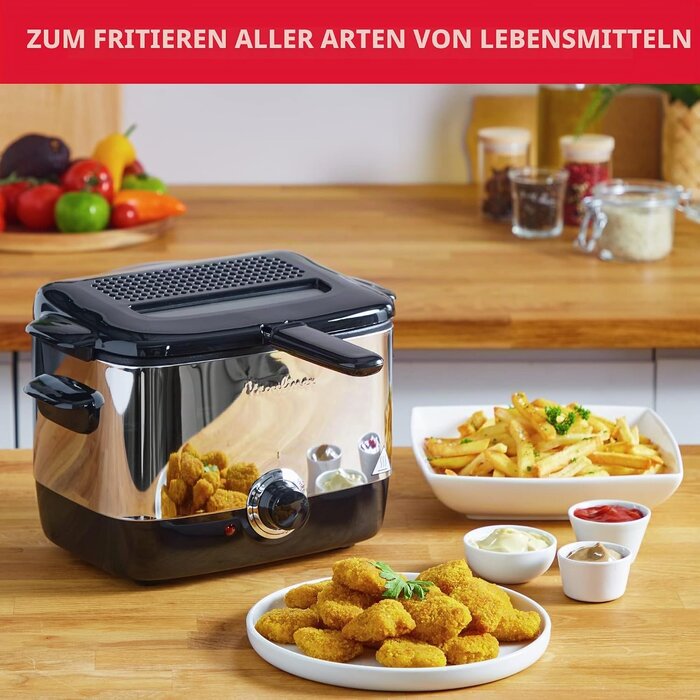 Mini-Fritteuse 1 Liter 1000W - Silber/Schwarz - 33% Rabatt