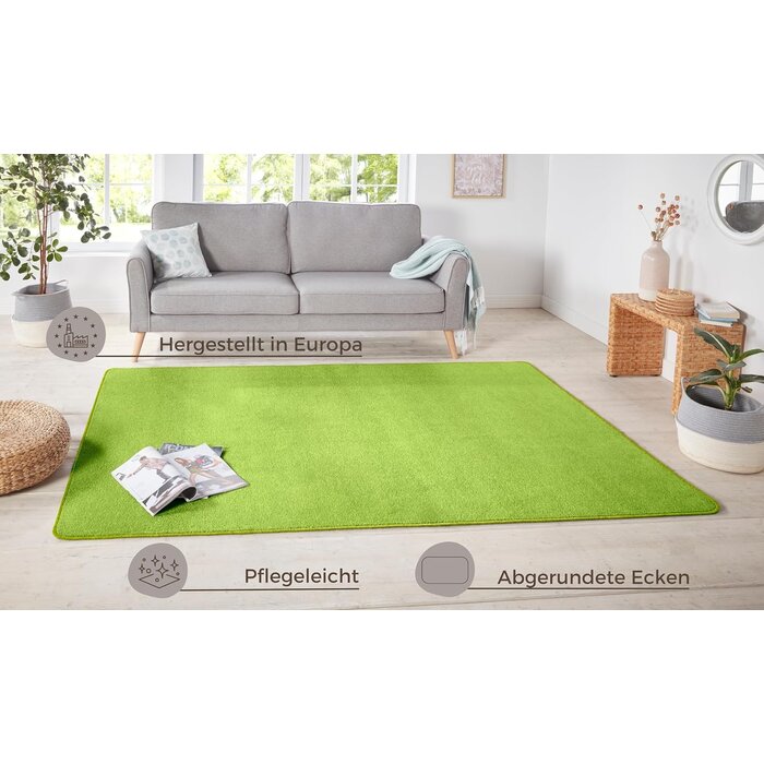 Kurzflor-Teppich Grün 140x200 cm - 32% Rabatt - Ausgepackt