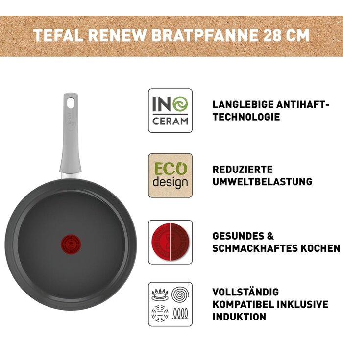 Bratpfanne 28 cm | Keramik-Antihaft | 100% recyceltes Aluminium | 33% Rabatt