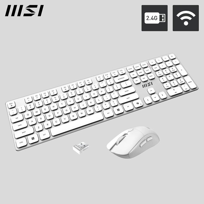 Gaming Tastatur und Maus Set, AZERTY, Weiß - 32% Rabatt