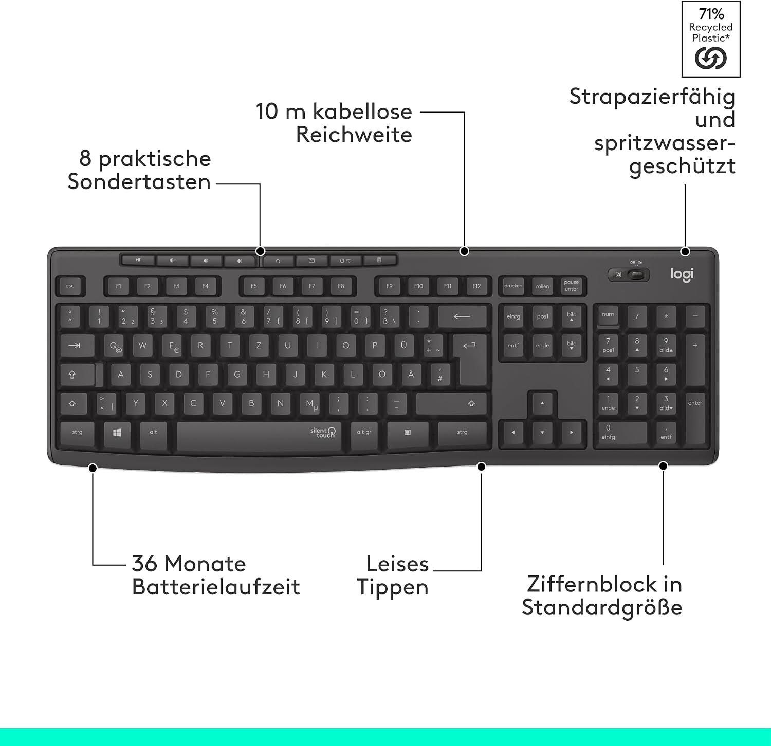 Kabelloses Tastatur- und Maus-Set, SilentTouch, QWERTZ - 32% Rabatt