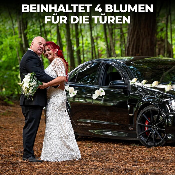 Hochzeitsauto Blumengirlande 180cm, 2er-Set, Weiß - 32% Rabatt
