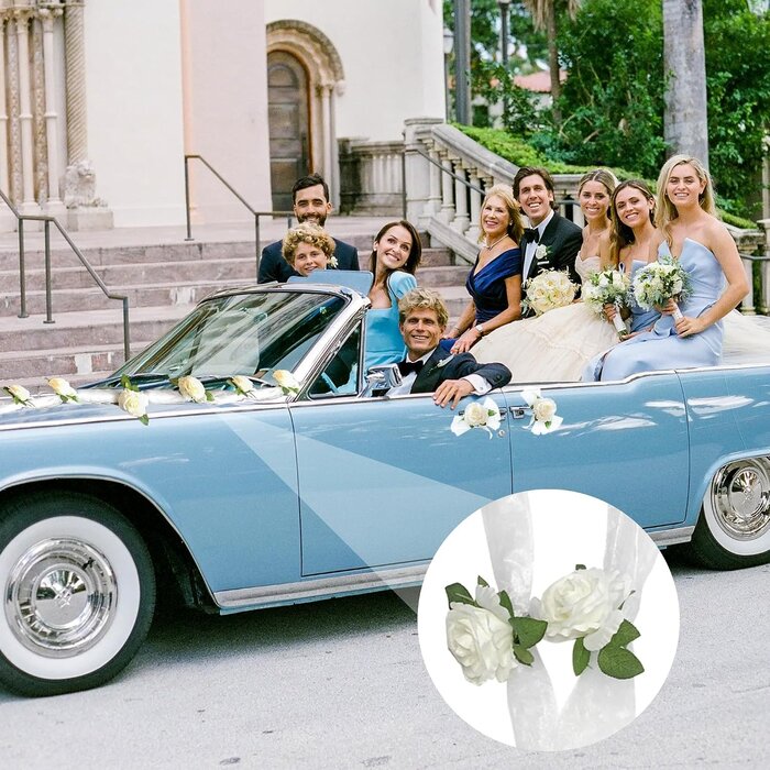 Hochzeitsauto Blumengirlande 180cm, 2er-Set, Weiß - 32% Rabatt