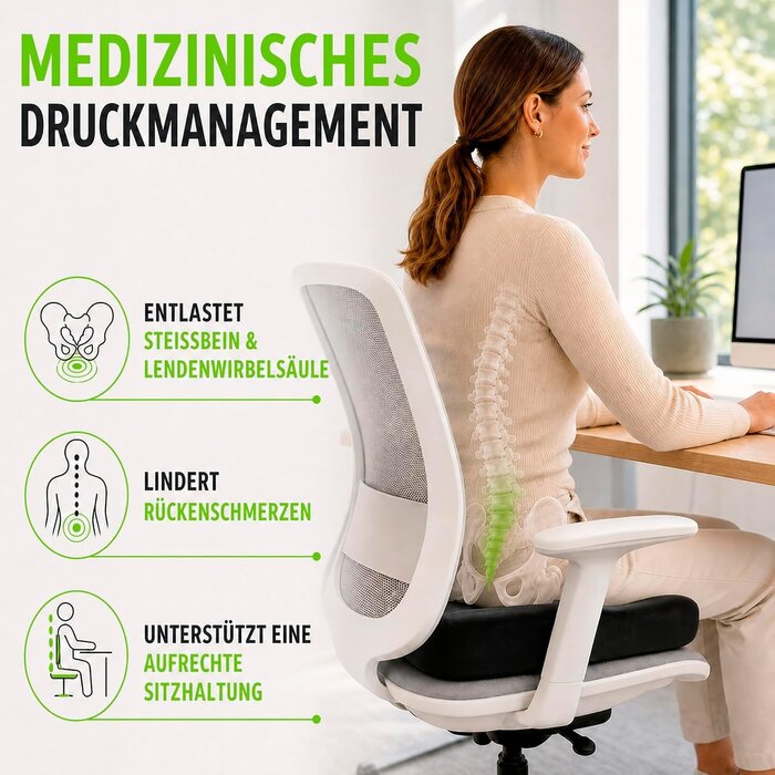 Orthopädisches Sitzkissen Memory-Schaum - 33% Rabatt - Schwarz