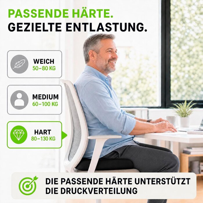 Orthopädisches Sitzkissen Memory-Schaum - 33% Rabatt - Schwarz
