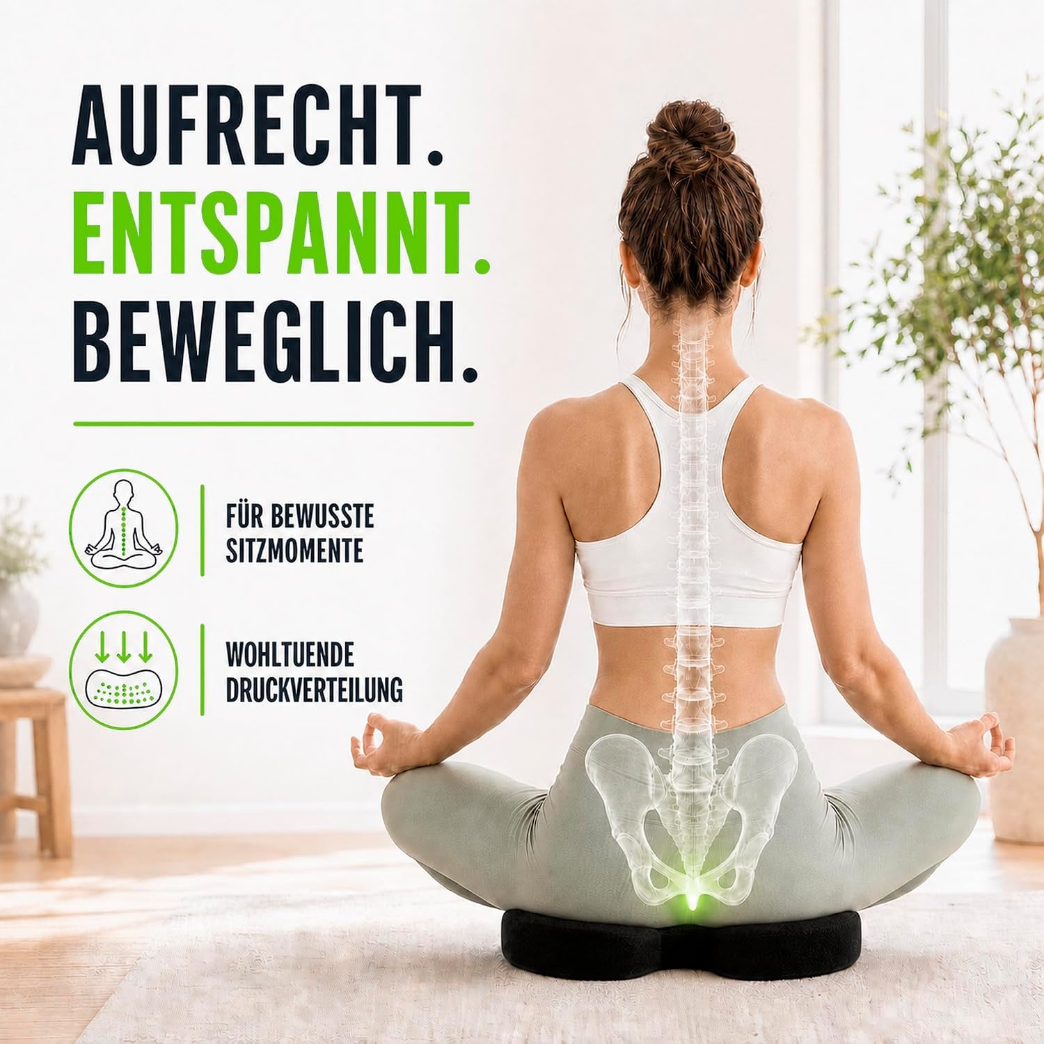 Orthopädisches Sitzkissen Memory-Schaum - 33% Rabatt - Schwarz