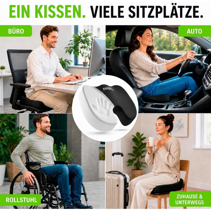 Orthopädisches Sitzkissen Memory-Schaum - 33% Rabatt - Schwarz