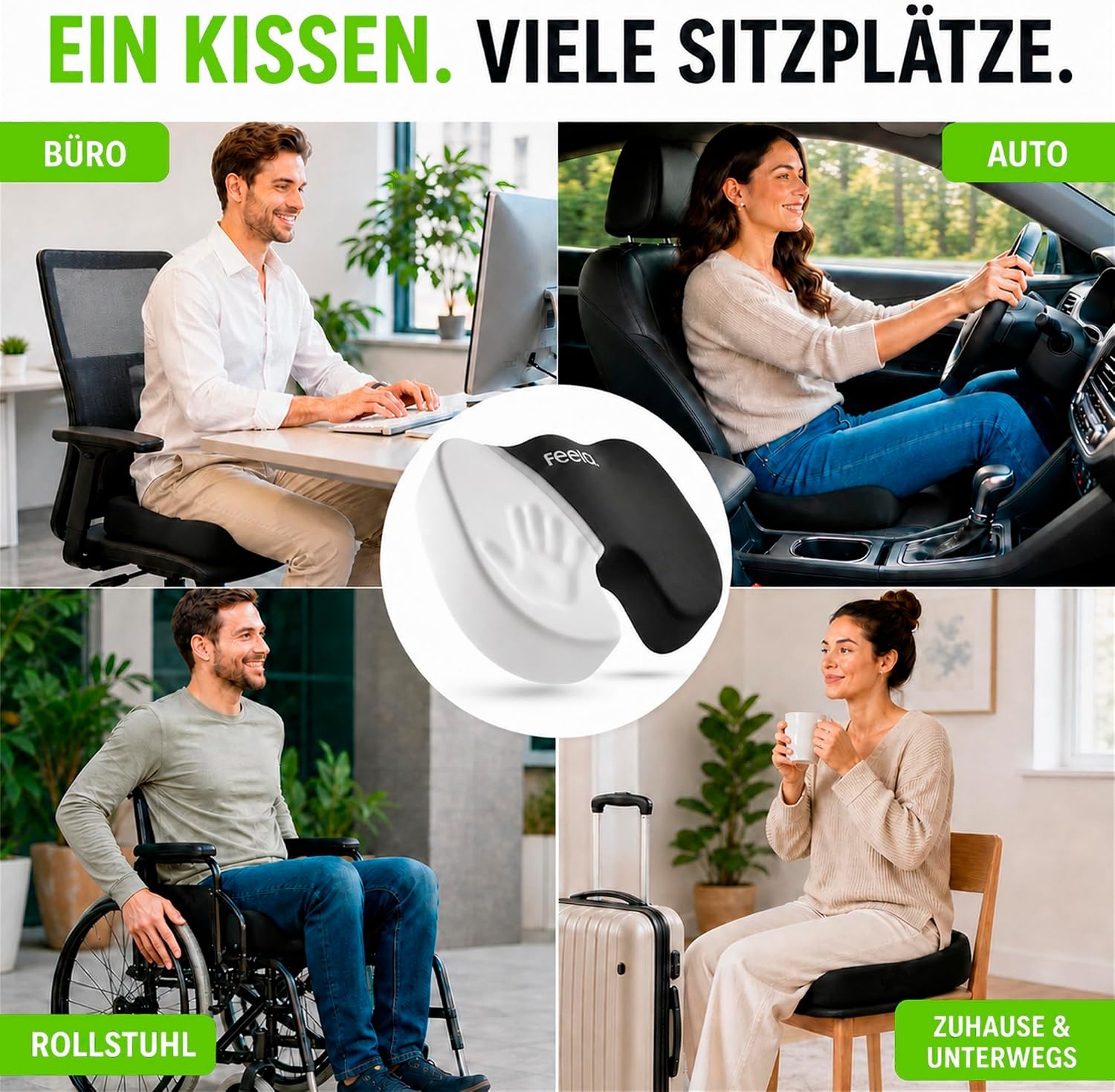 Orthopädisches Sitzkissen Memory-Schaum - 33% Rabatt - Schwarz