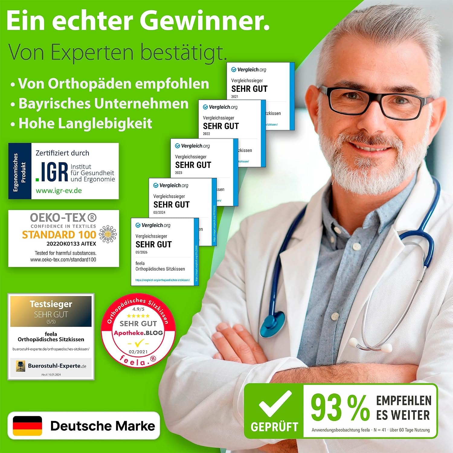 Orthopädisches Sitzkissen Memory-Schaum - 33% Rabatt - Schwarz