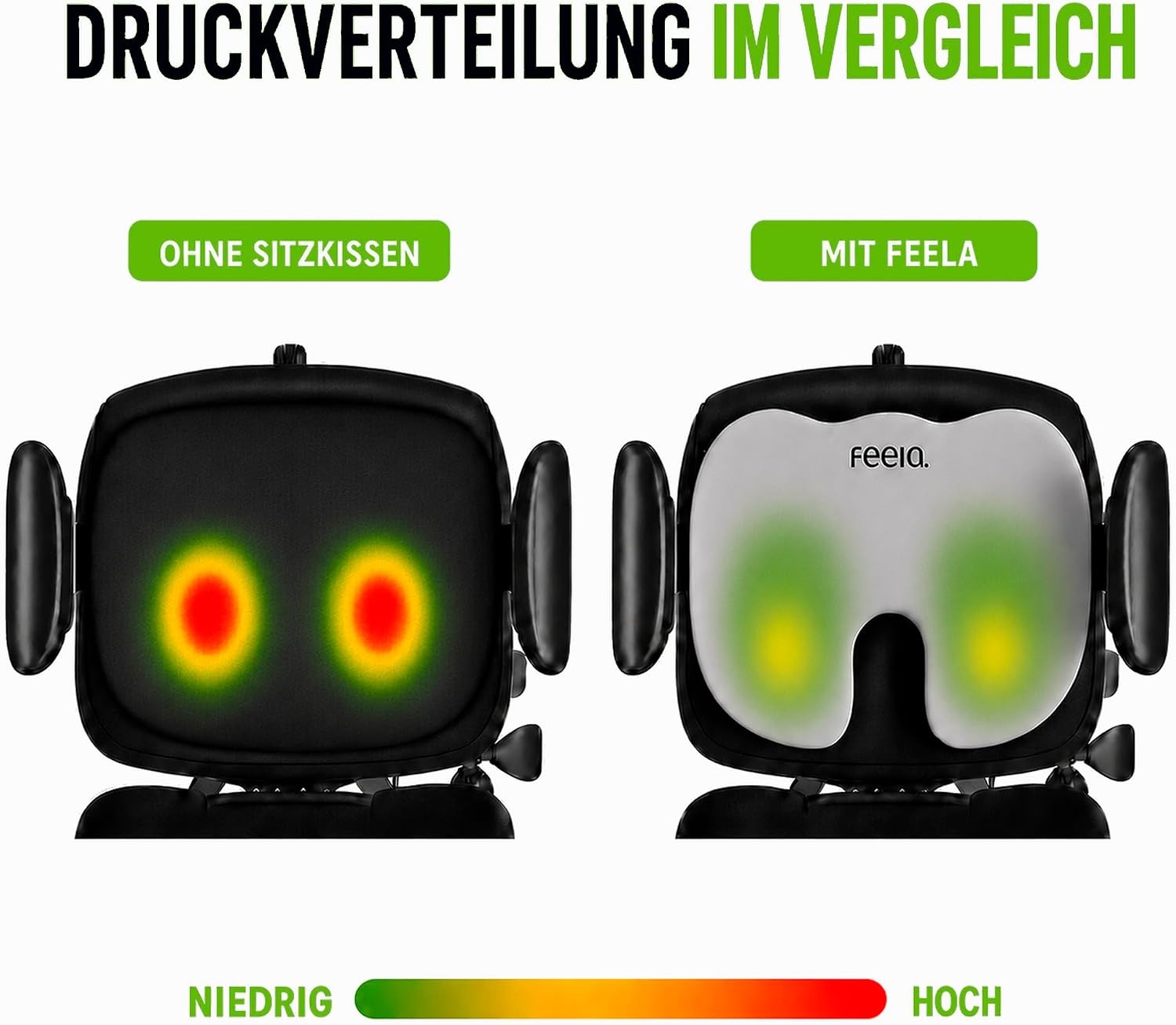 Orthopädisches Sitzkissen Memory-Schaum - 33% Rabatt - Schwarz