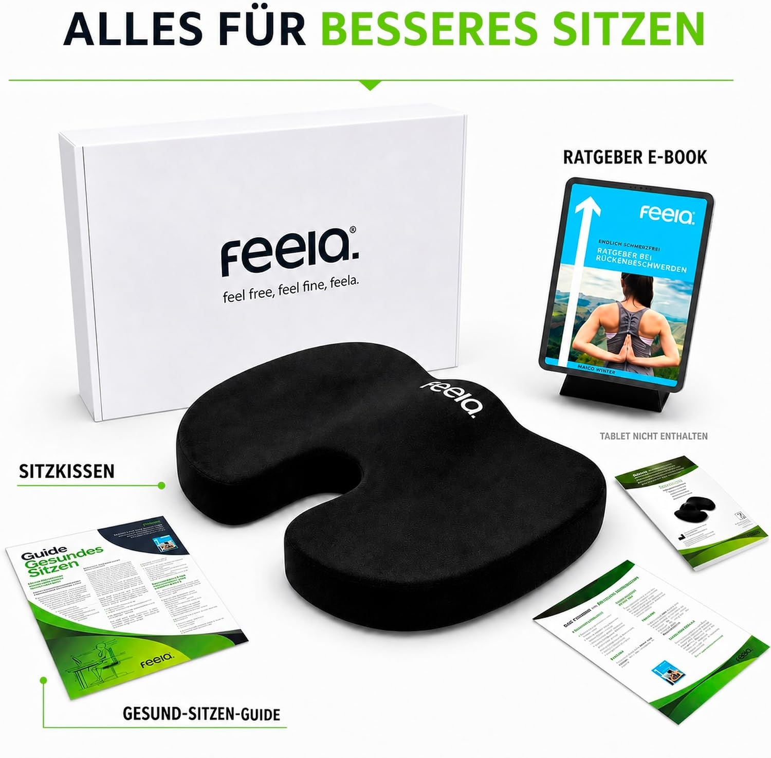 Orthopädisches Sitzkissen Memory-Schaum - 33% Rabatt - Schwarz