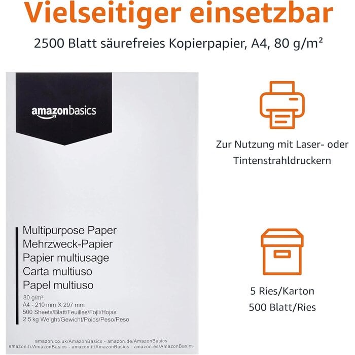 Kopierpapier DIN A4 80 g/m² 2500 Blatt wit M - 31% Rabatt