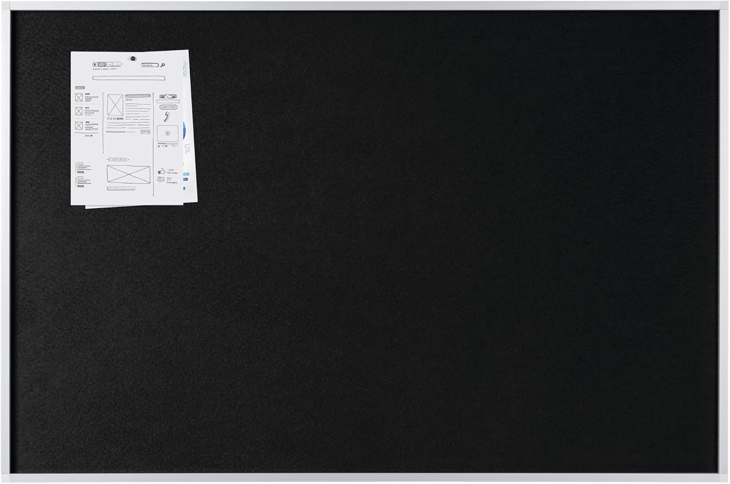 Pinnwand Filz schwarz 90x60cm L - 32% Rabatt
