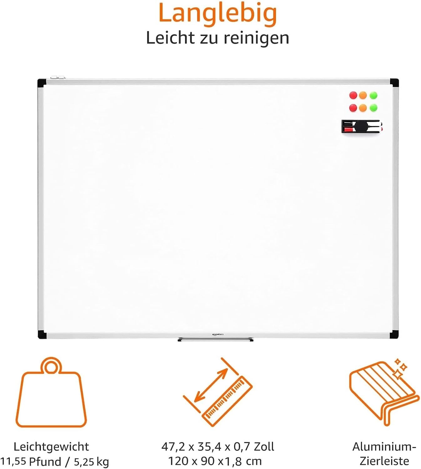 Magnetisches Whiteboard 120 x 90 cm XL Weiß - 33% Rabatt