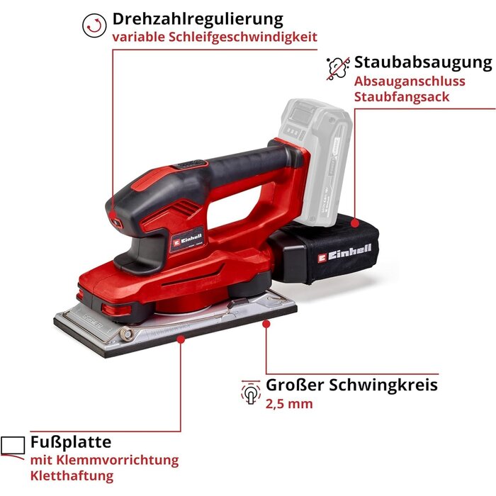 Einhell Akku-Schwingschleifer 18V 1/2 Blatt - 29% Rabatt - Unbenutzter Zustand