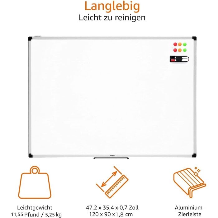 Magnetisches Whiteboard XL 120x90 cm Weiß - 33% Rabatt