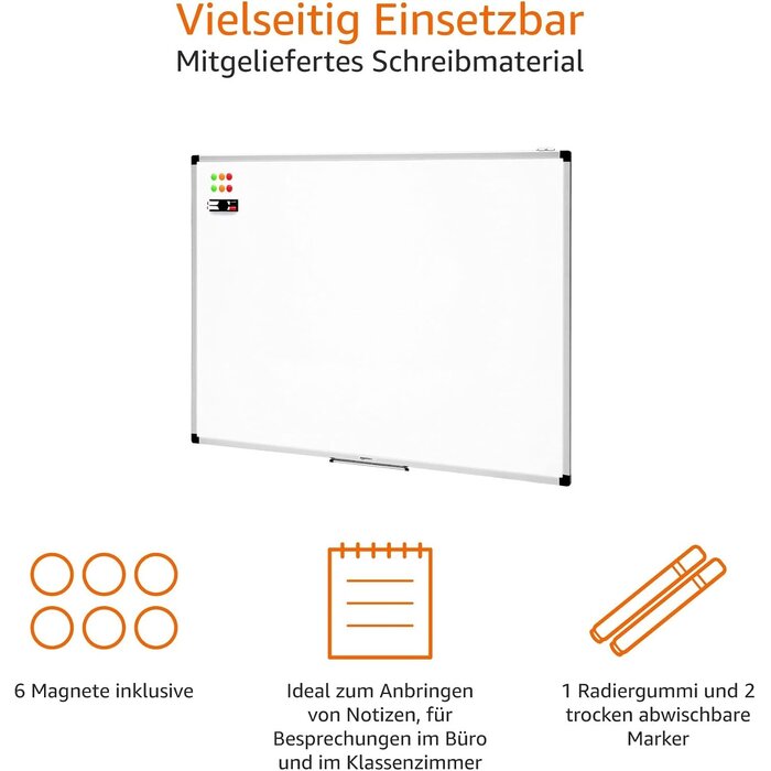 Magnetisches Whiteboard XL 120x90 cm Weiß - 33% Rabatt
