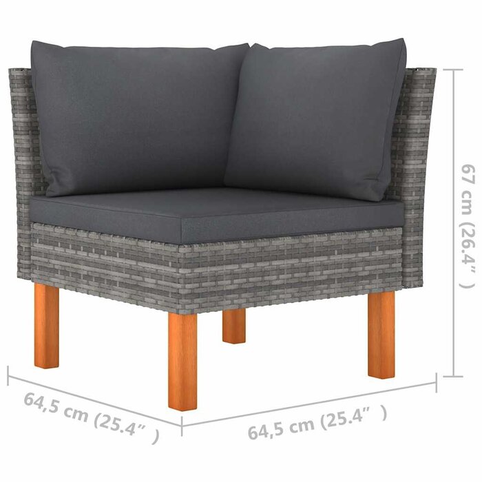 Vidaxl Eckbank Set, 2-tlg., Grau, XL, PE-Rattan, Massivholz - 34% Rabatt