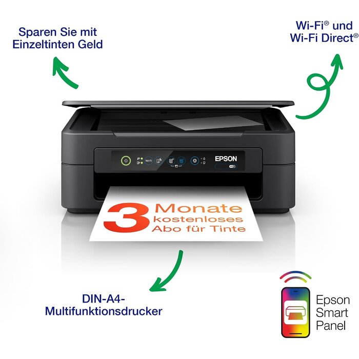 Kompakter 3-in-1 WLAN-Tintenstrahldrucker A4 - Schwarz - 33% Rabatt