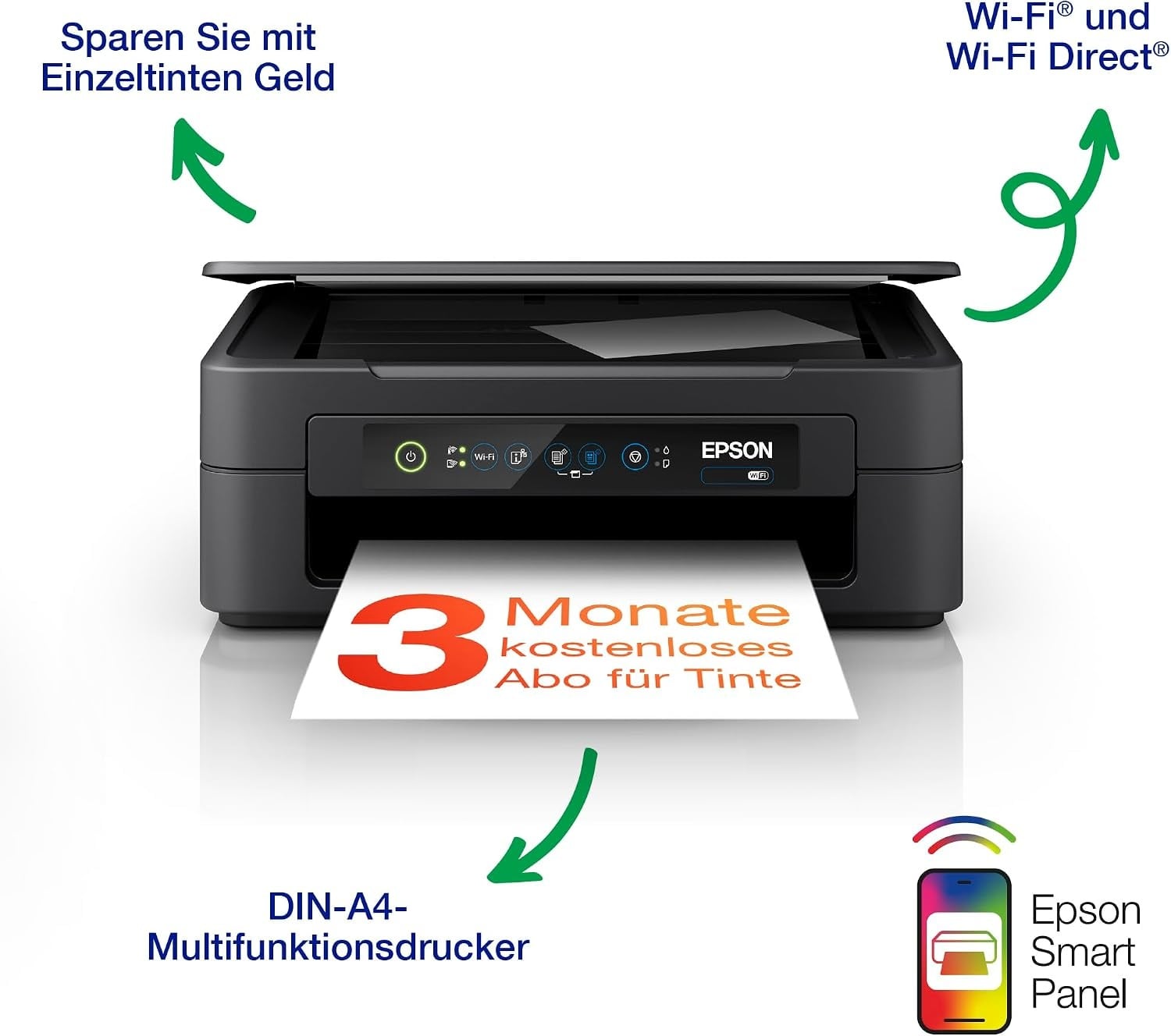 Kompakter 3-in-1 WLAN-Tintenstrahldrucker A4 - Schwarz - 33% Rabatt
